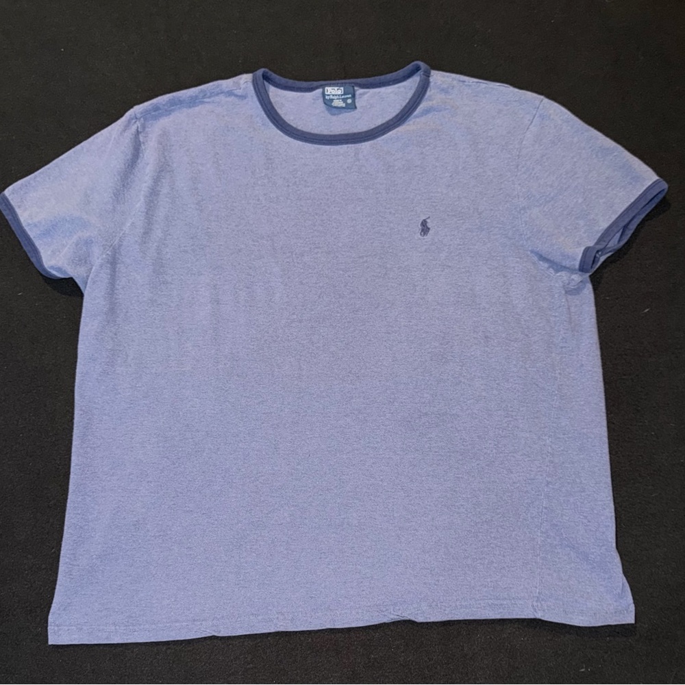 Polo Ralph Lauren Blue On Blue Accents Polo Shirt Collarless Mens XL